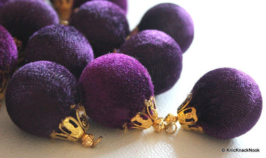 Violet And Gold Velvet Bead x 2